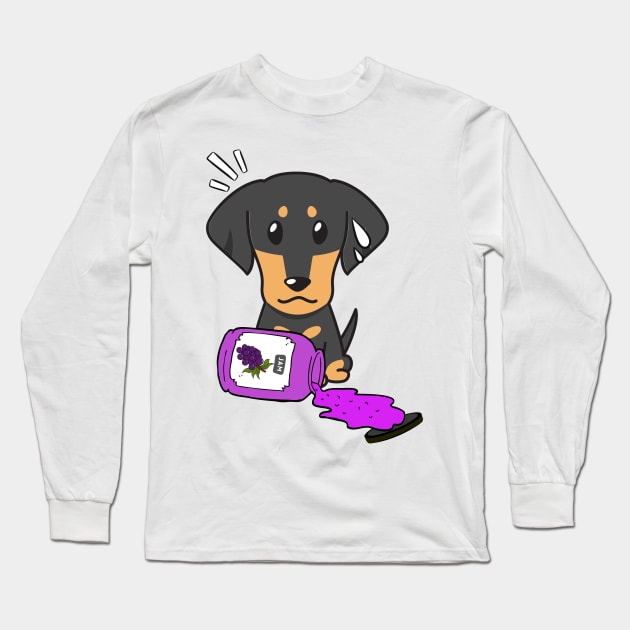 Naughty Dachshund Spills a jar of grape jam! Long Sleeve T-Shirt by Pet Station